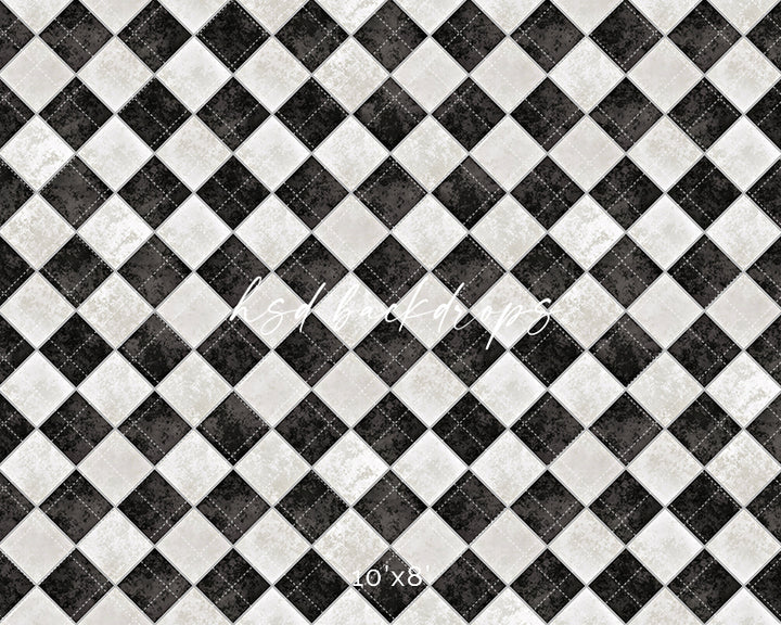 Black & White Checkered Floor Mat