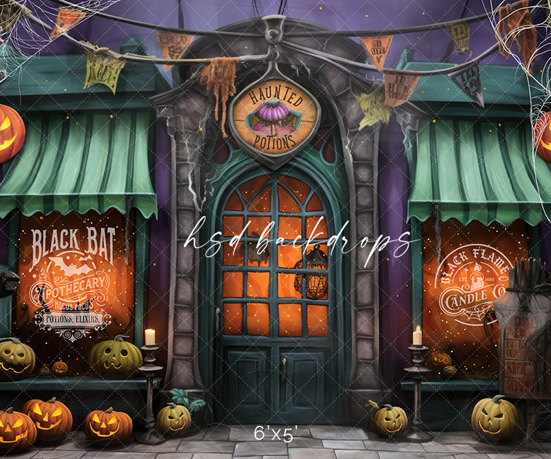 Spooky Storefront Halloween Backdrop for Pictures