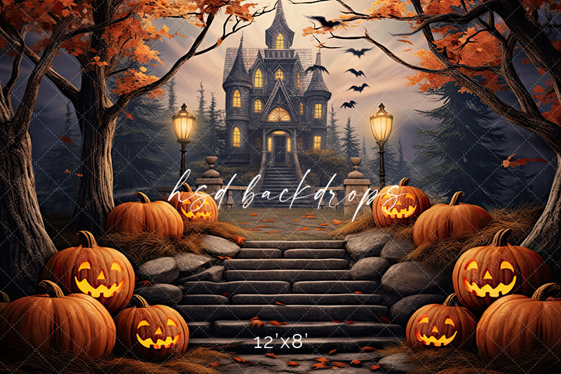 Haunted Halloween Castle (sweep options) - HSD Photography Backdrops 