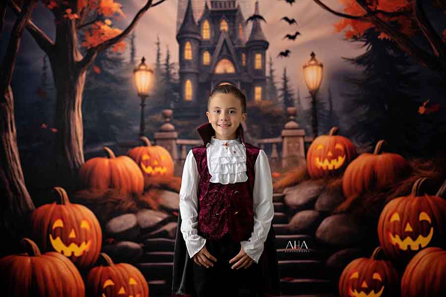 Haunted Halloween Castle (sweep options) - HSD Photography Backdrops 