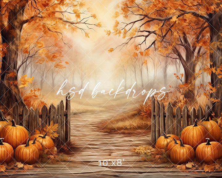 Fenced Fall View (sweep options) - HSD Photography Backdrops 