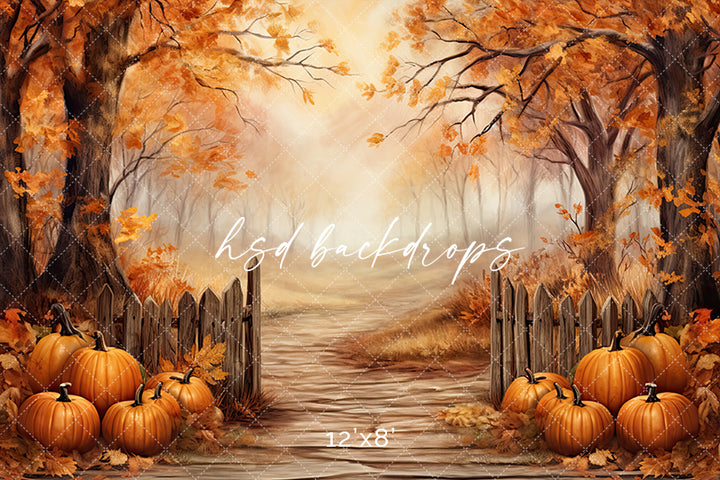 Fenced Fall View (sweep options) - HSD Photography Backdrops 