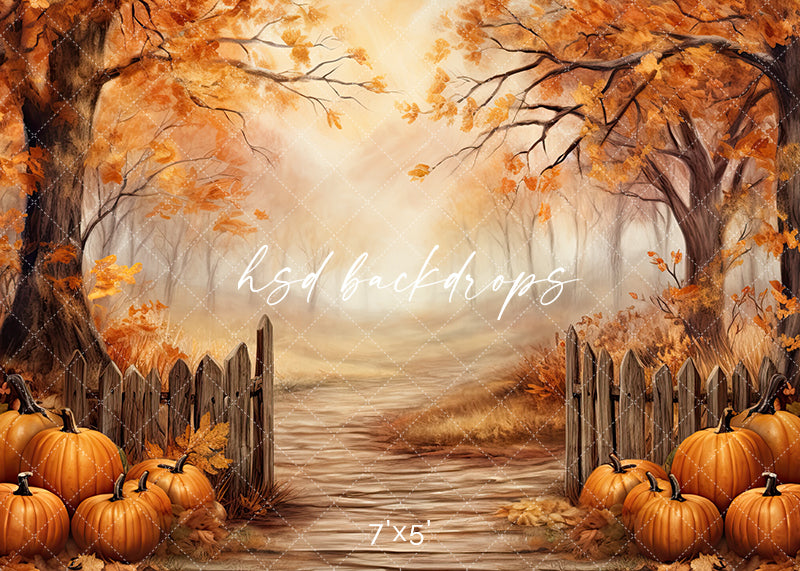 Fenced Fall View (sweep options) - HSD Photography Backdrops 