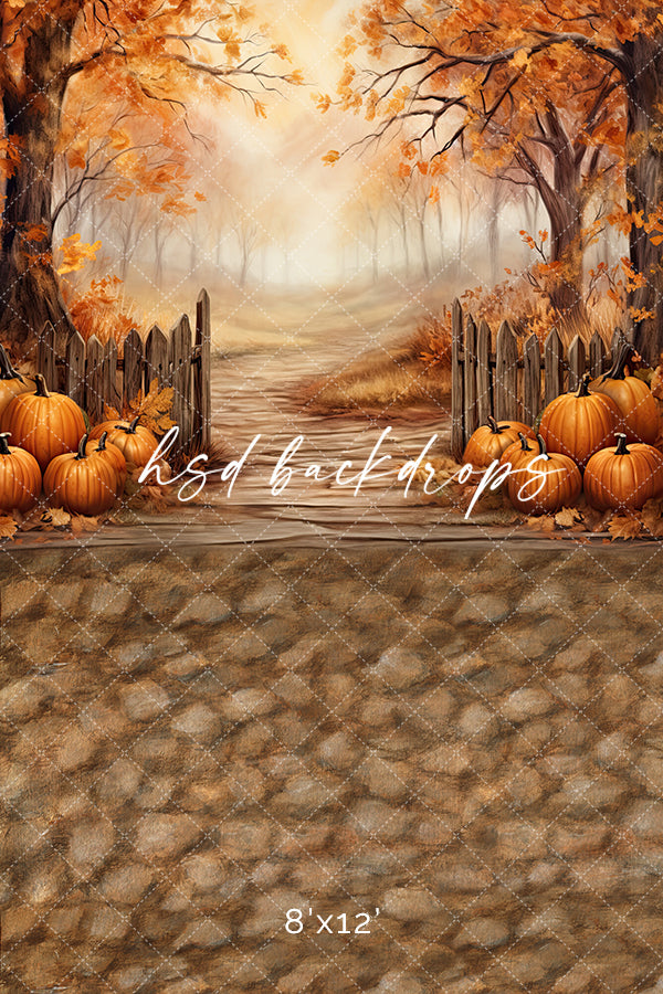 Fenced Fall View (sweep options) - HSD Photography Backdrops 