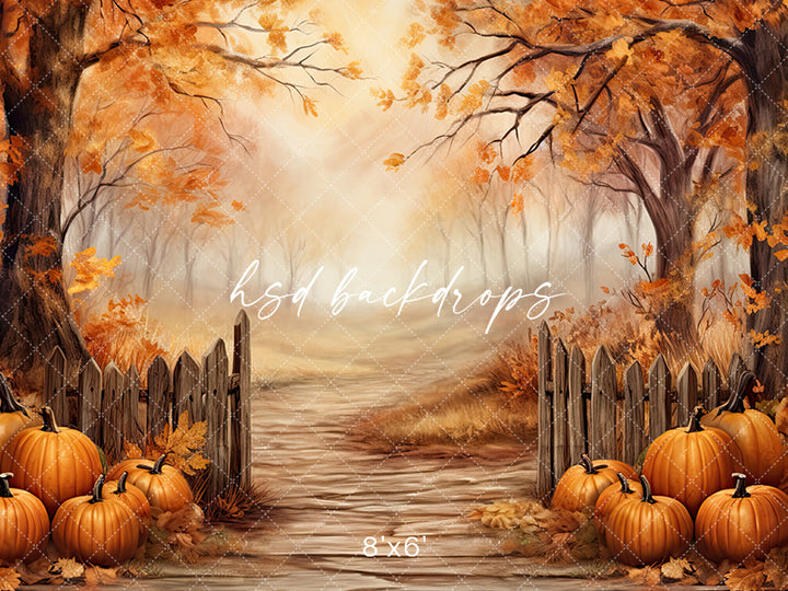 Fenced Fall View (sweep options) - HSD Photography Backdrops 