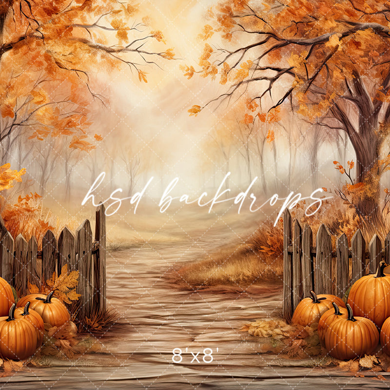 Fenced Fall View (sweep options) - HSD Photography Backdrops 