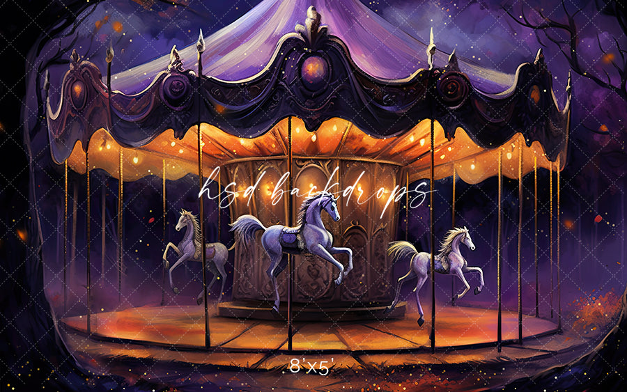 Halloween Horse Carousel - HSD Photography Backdrops 