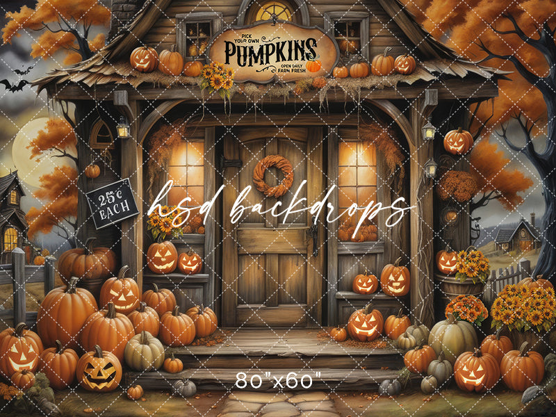 Rustic Pumpkin Patch Spooky Halloween Photography Backdrop