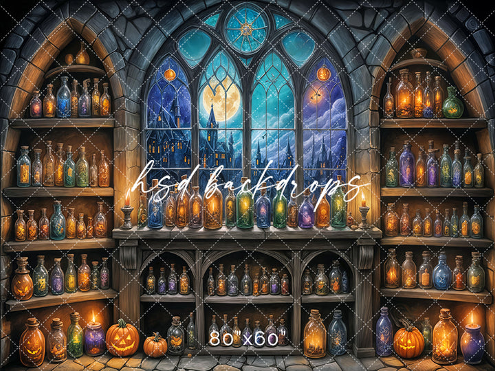 Halloween Potion Shop Wall Photo Backdrop 