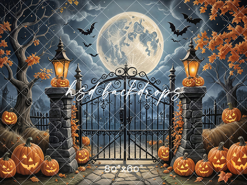 Spooky Gate Halloween photography background 