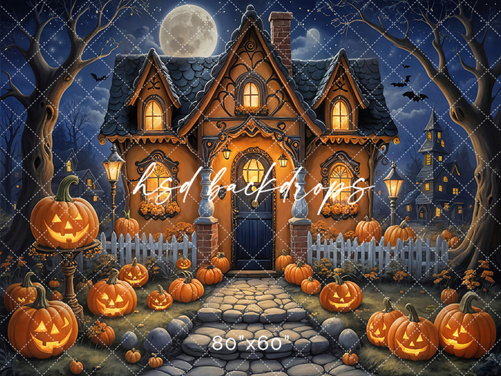 Halloween Gingerbread House background for photography