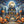 Full Moon Halloween Haunted House backdrop 