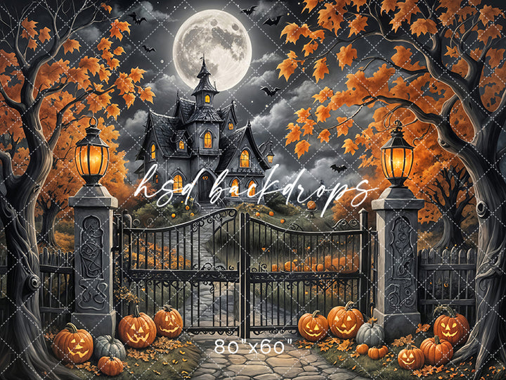 Keep Out Halloween Gate backdrop 