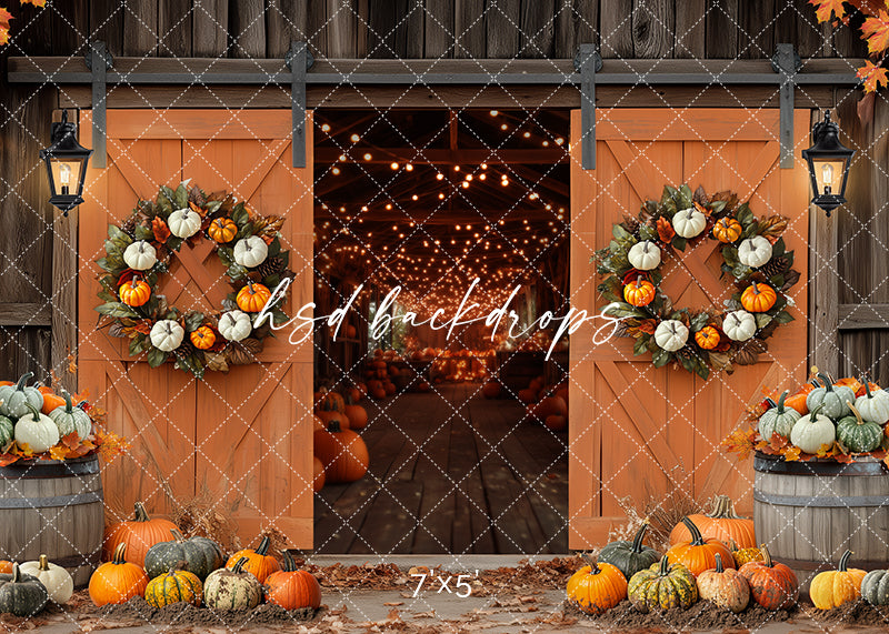 Fall Barn Doors Scene Setter Photo Backdrop 