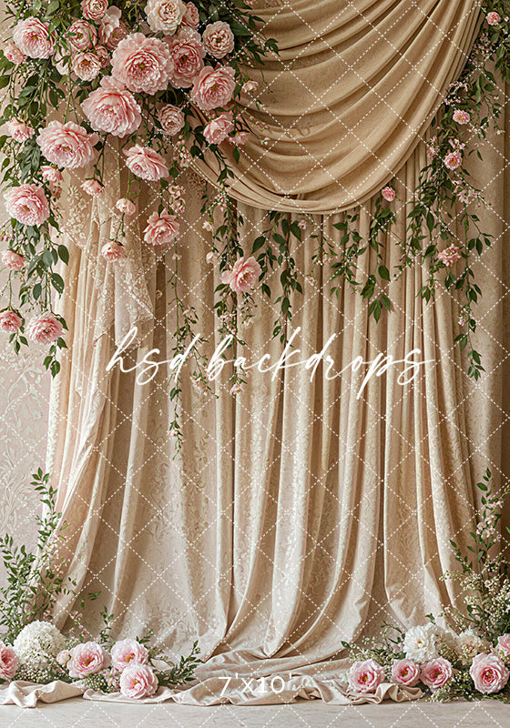 Pink Floral Draped Fabric