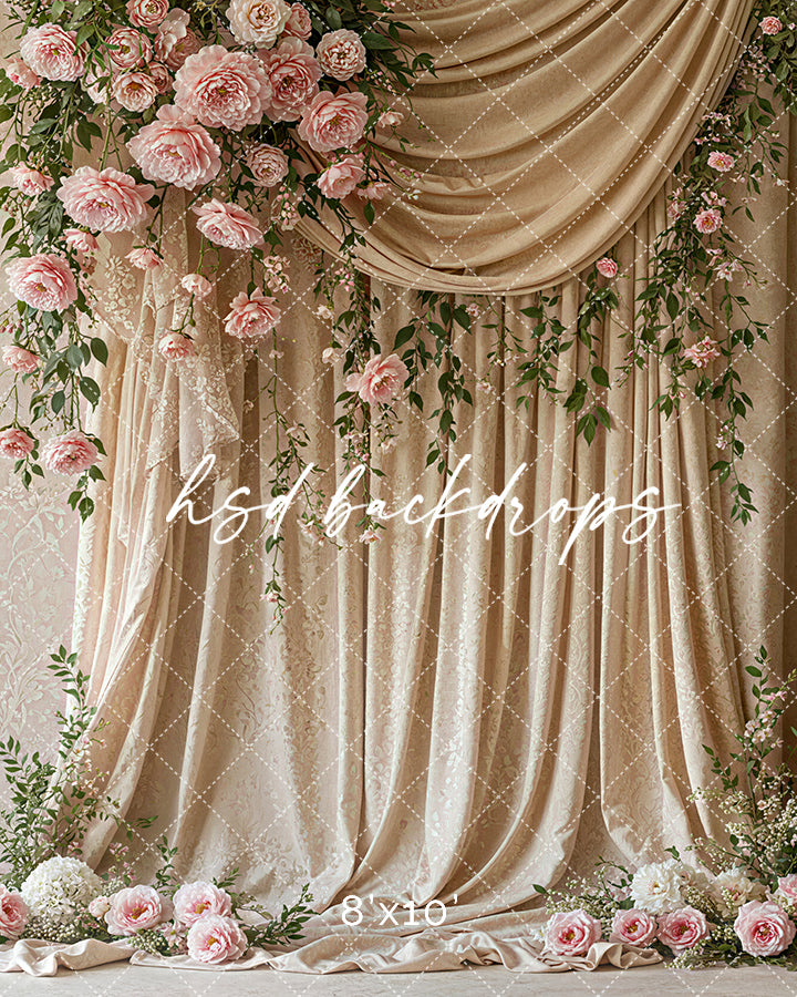 Pink Floral Draped Fabric