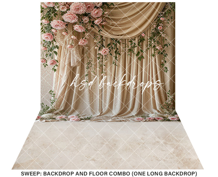 Pink Floral Draped Fabric