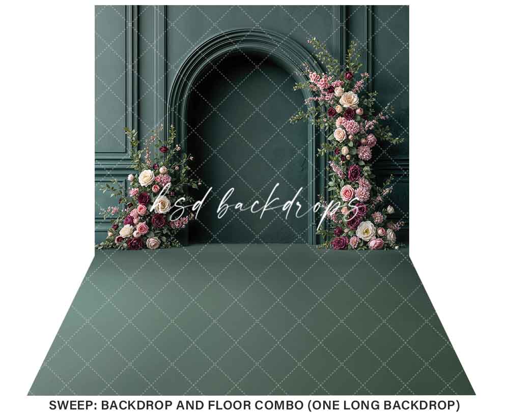 Green Floral Arch Wall (sweep options)