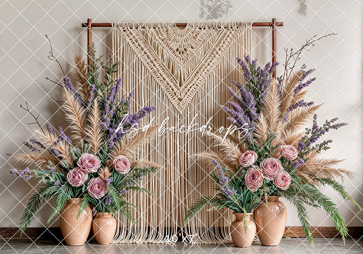 Boho Macrame Wall - Pink Rose