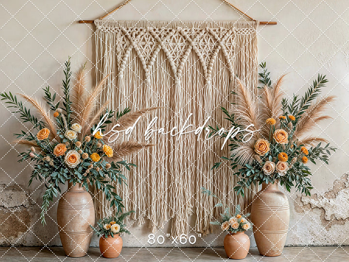 Boho Macrame Wall - Yellow Rose