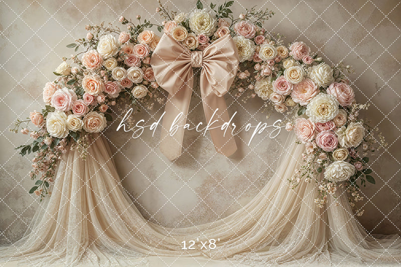 Beautiful Floral Arch Bow - Beige (sweep options)