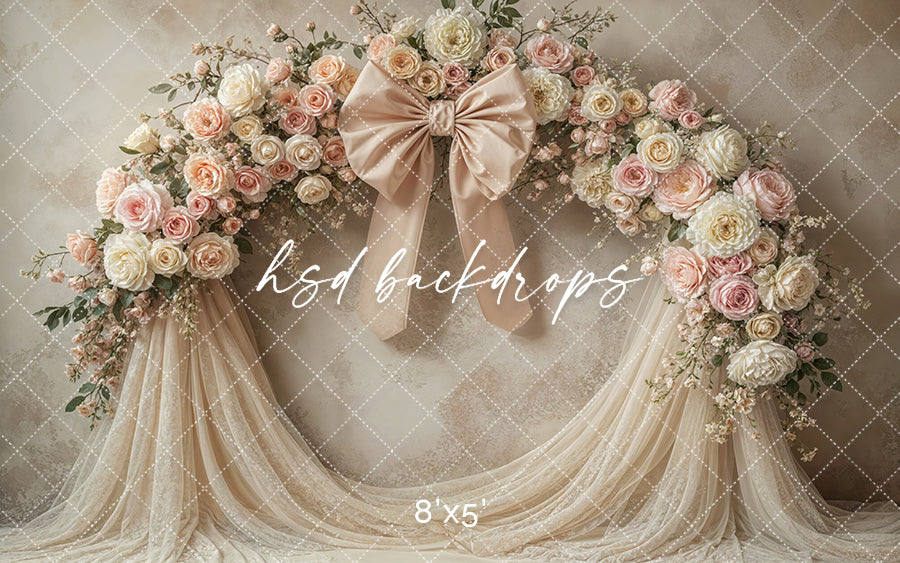 Beautiful Floral Arch Bow - Beige (sweep options)