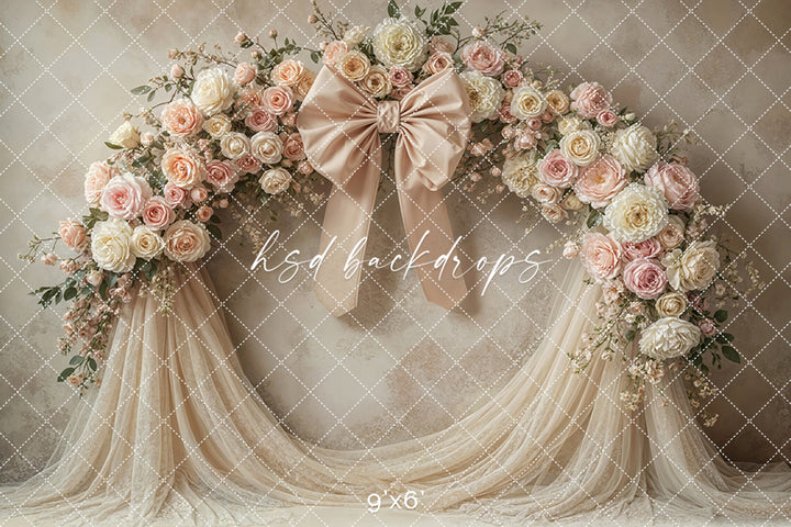 Beautiful Floral Arch Bow - Beige (sweep options)