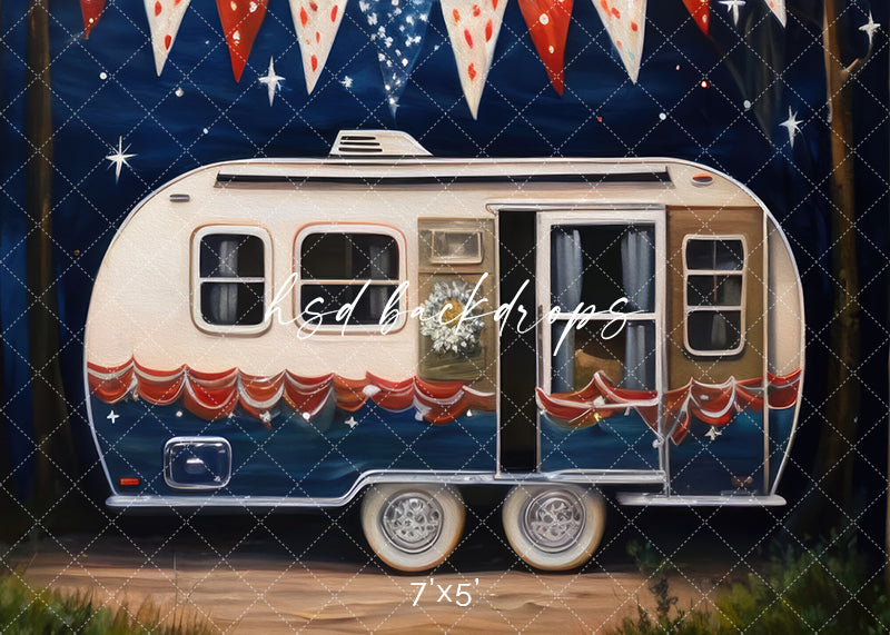 Patriotic 4th of July Camper Photo Backdrop 