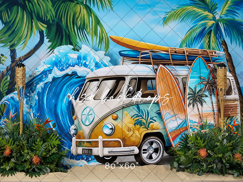 Retro Beach Van - HSD Photography Backdrops 