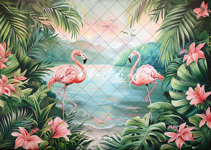 Tropical Flamingos - HSD Photography Backdrops 