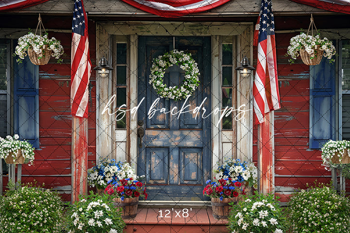 Patriotic Front Porch - HSD Photography Backdrops 