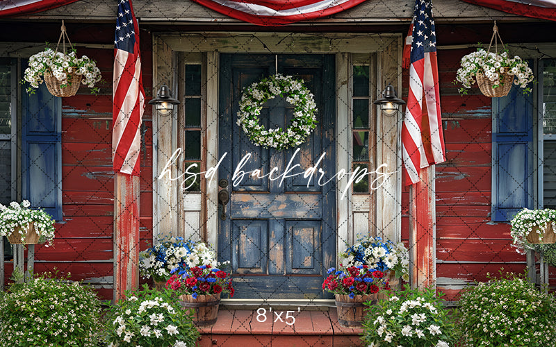 Patriotic Front Porch - HSD Photography Backdrops 