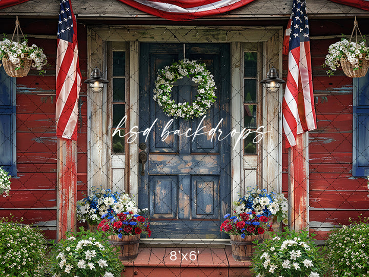 Patriotic Front Porch - HSD Photography Backdrops 