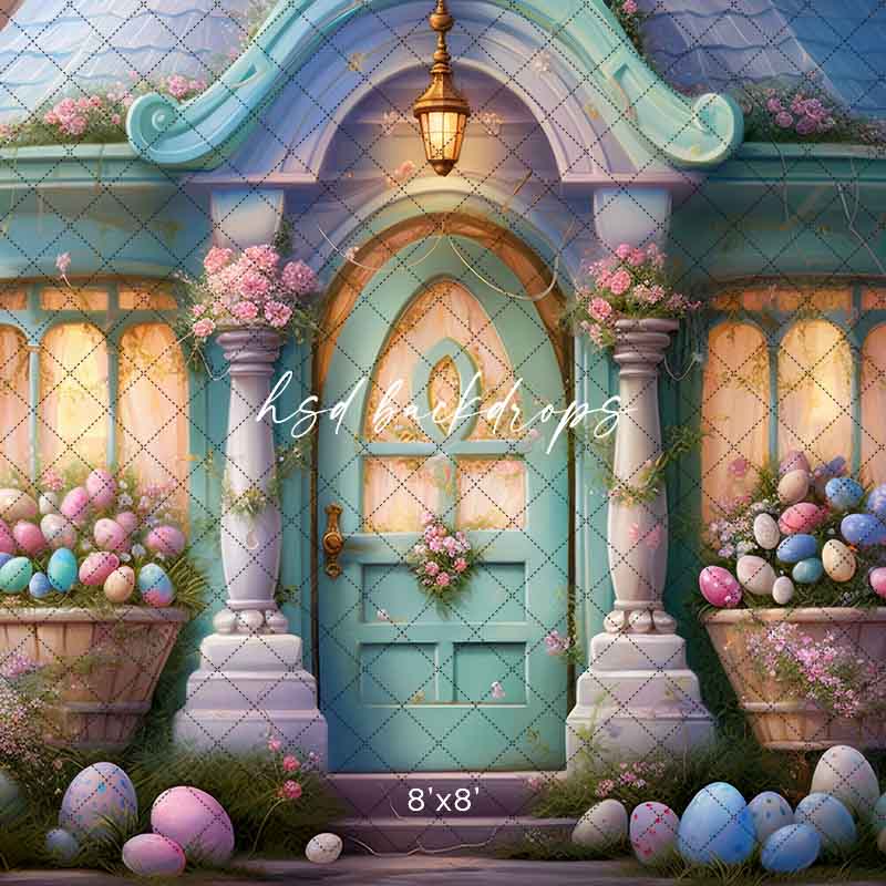 Pastel Easter House (sweep options) - HSD Photography Backdrops 