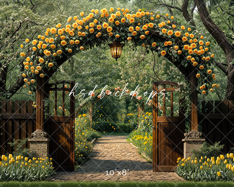 Elegant Yellow Rose Arbor