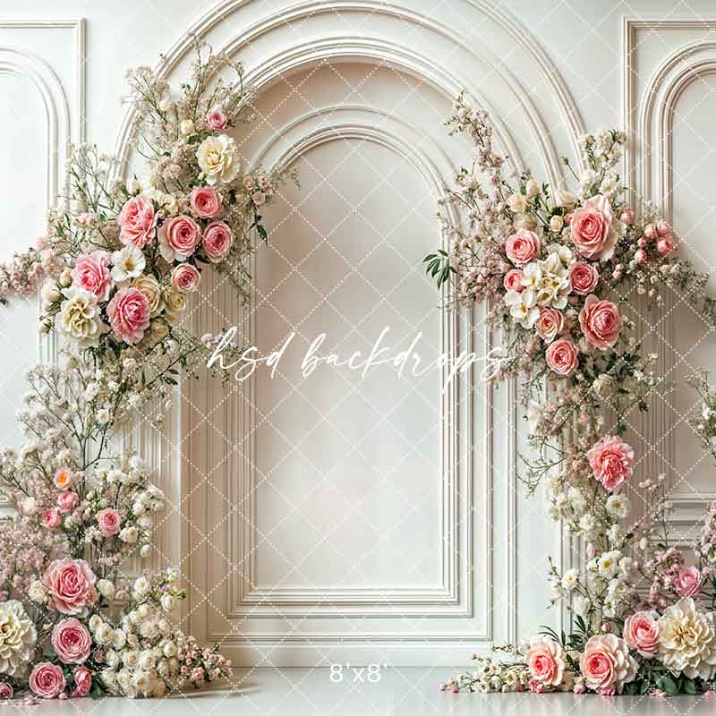 Elegant Pink Rose Arch Wall