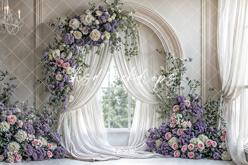 Purple Floral Arch Window