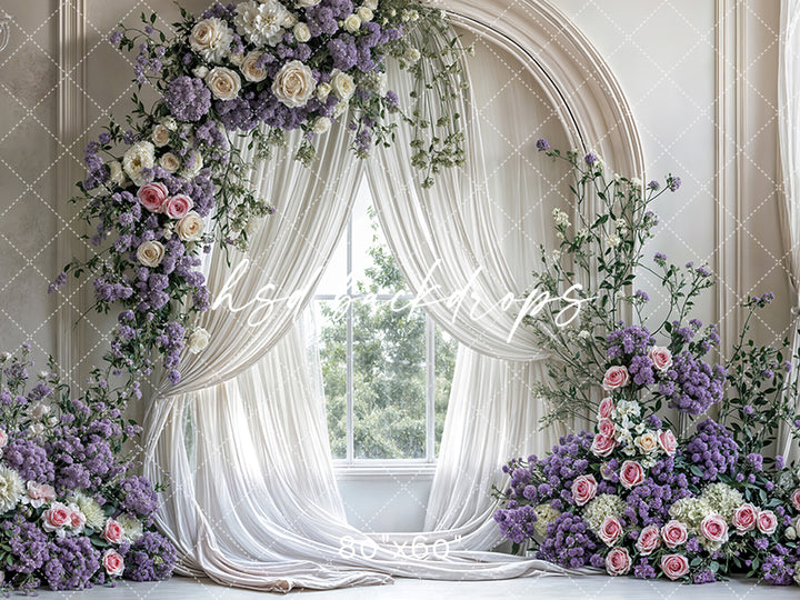 Purple Floral Arch Window