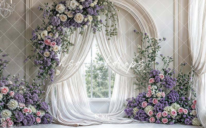 Purple Floral Arch Window