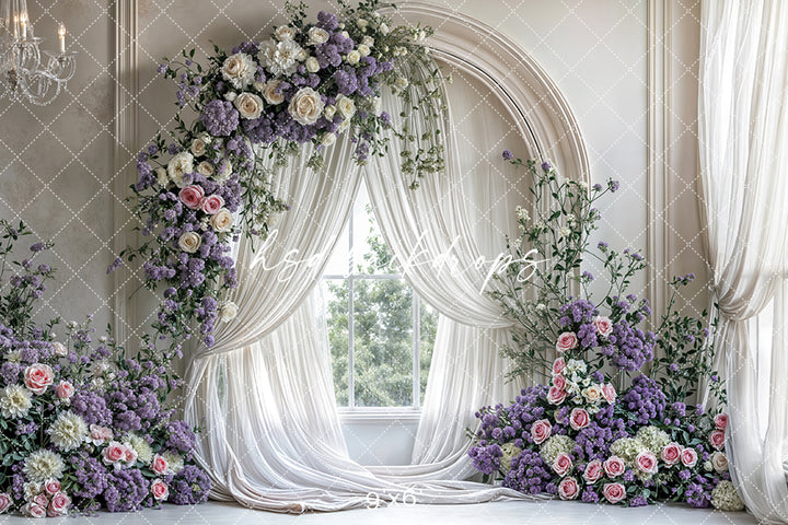 Purple Floral Arch Window