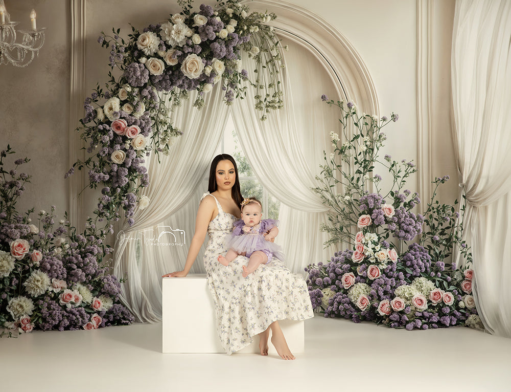 Purple Floral Arch Window