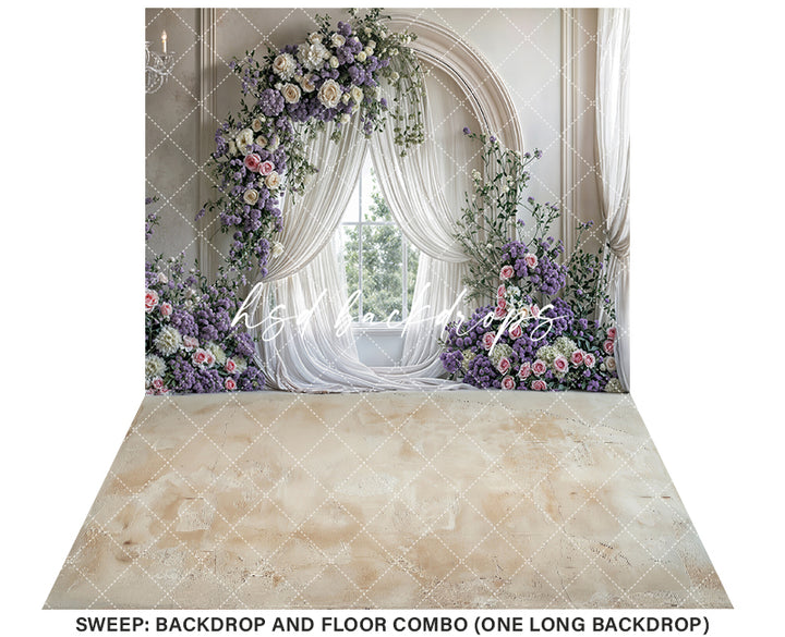 Purple Floral Arch Window