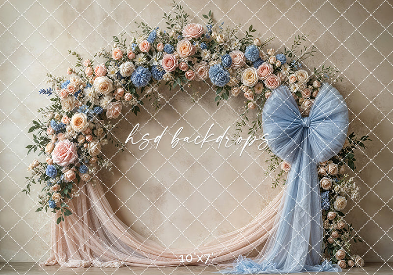 Blooming Arch & Bows - Blue & Peach