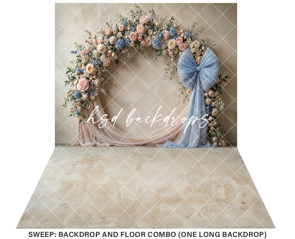 Blooming Arch & Bows - Blue & Peach