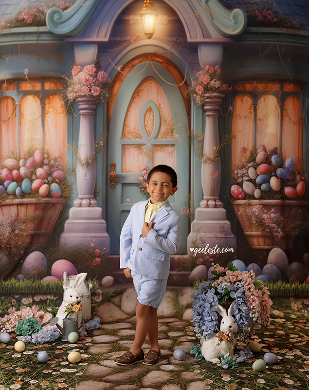 Pastel Easter House (sweep options) - HSD Photography Backdrops 