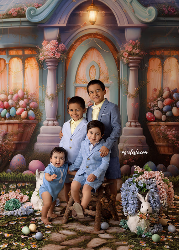 Pastel Easter House (sweep options) - HSD Photography Backdrops 