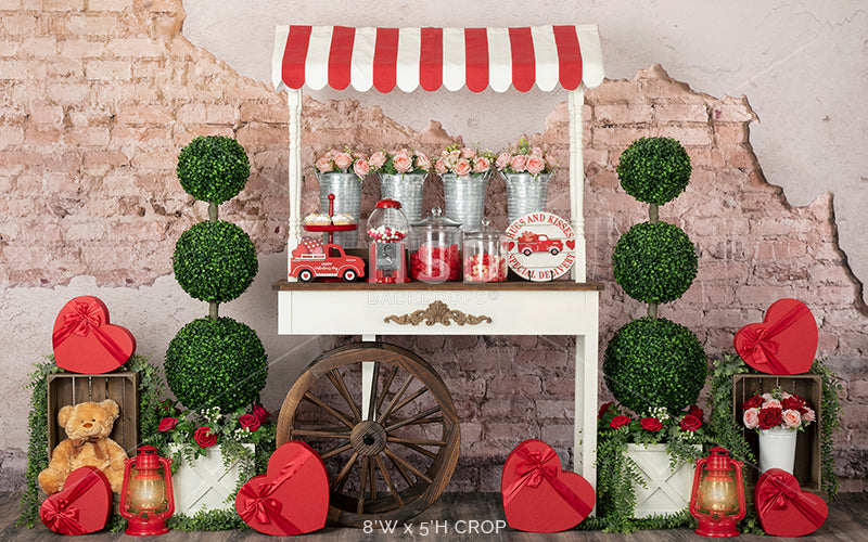 Valentine's Day Candy Cart (poly) - HSD Photography Backdrops 