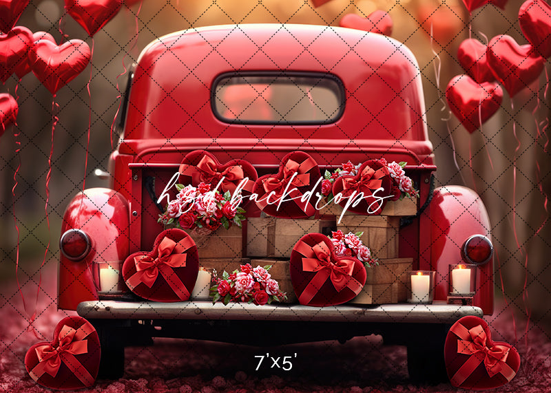 Valentine's Day Photo Backdrop | Vintage Valentine's Truck