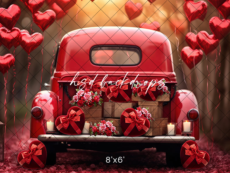 Valentine's Day Photo Backdrop | Vintage Valentine's Truck