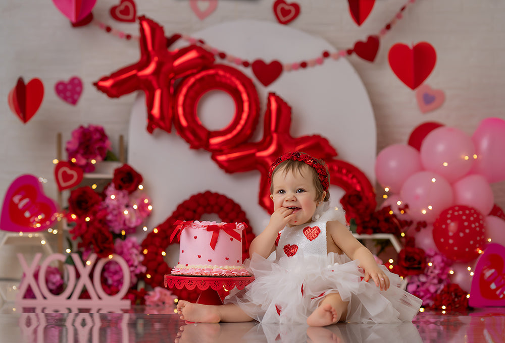 XOXO Arch Valentines Day Cake Smash Birthday Photo Backdrop 